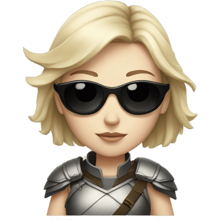 Pale-skinned Girl warrior with dark sunglasses emoji