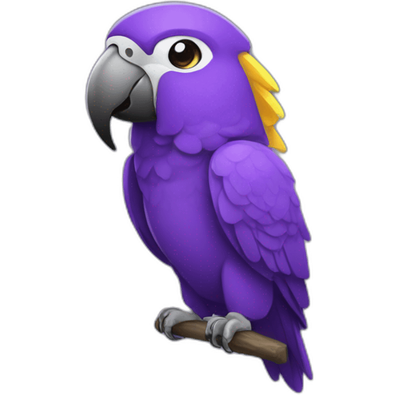 parrot in purple hoodie with headphone emoji