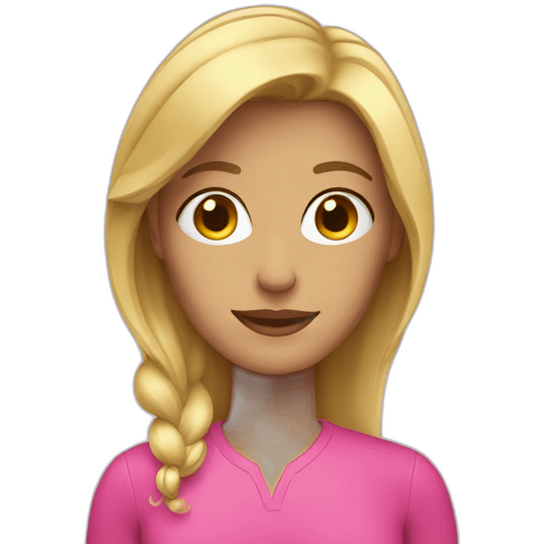 blond woman wearing pink emoji