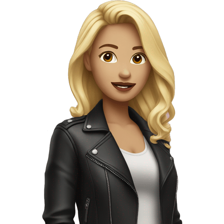 blonde in leather jacket outdoors emoji