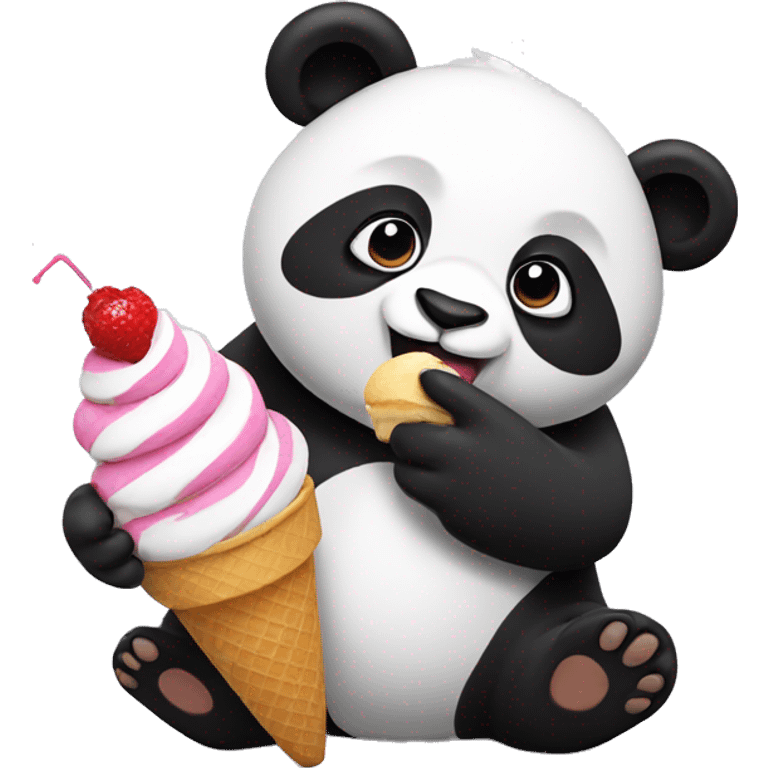 Panda eating ice cream emoji