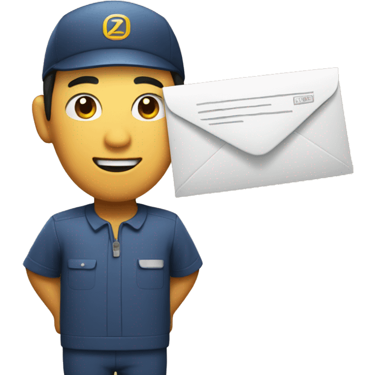 Asian Postman with letter emoji