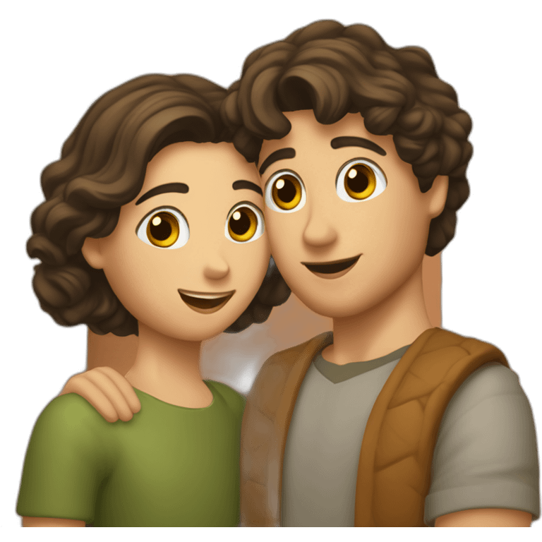 Dos chicos enamorados viendo la Alhambra emoji