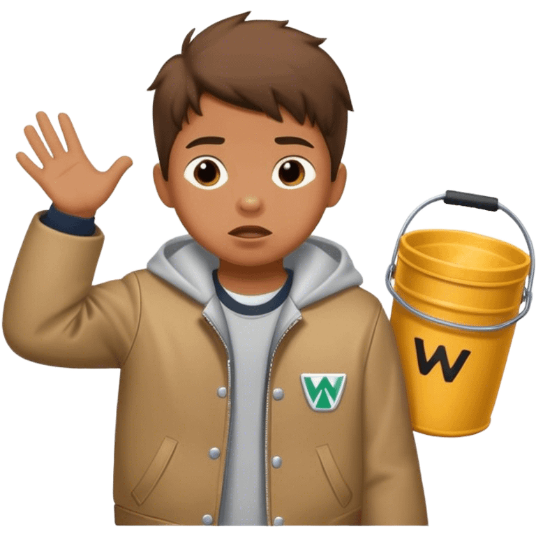 Kid named westin wearing a jacket saying clutch bucket pooping emoji