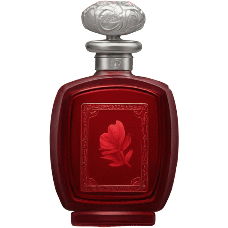 Dark red vintage French style perfume bottle with red begonias emoji