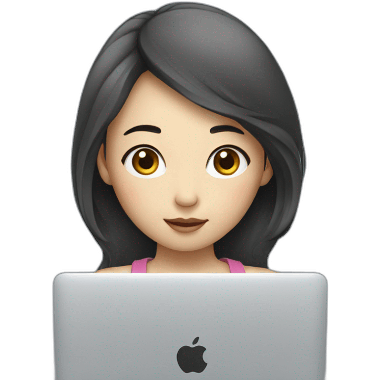 Korean girl with macbook emoji