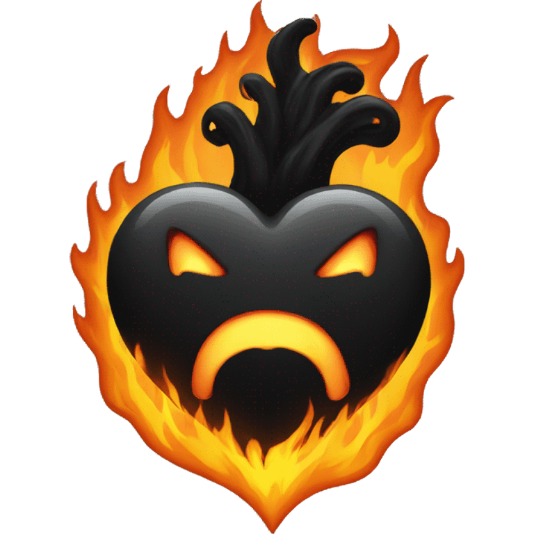 scary black heart on fire emoji