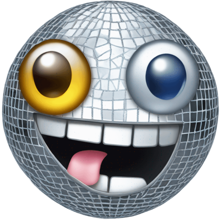 Silver disco ball but it one eye is winking at me emoji