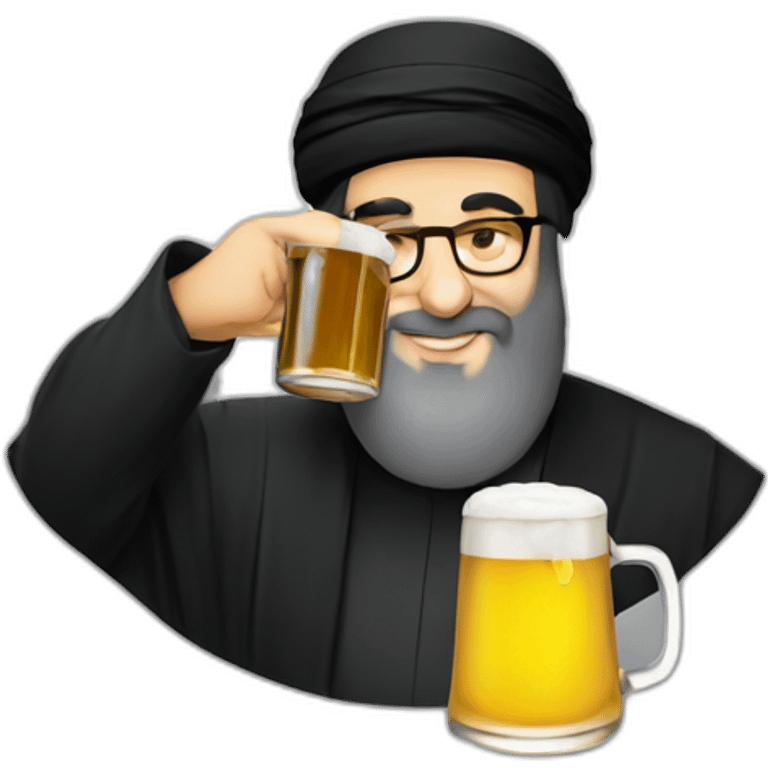 hasan nasrallah drinking a beer emoji