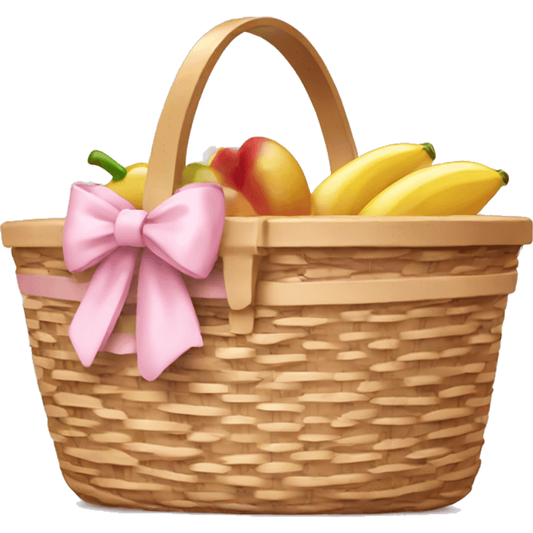 Picnic  basket in light pink bow emoji