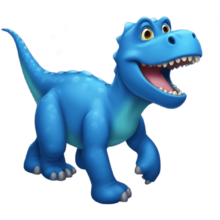 Blue dinosaur with starry eyes emoji