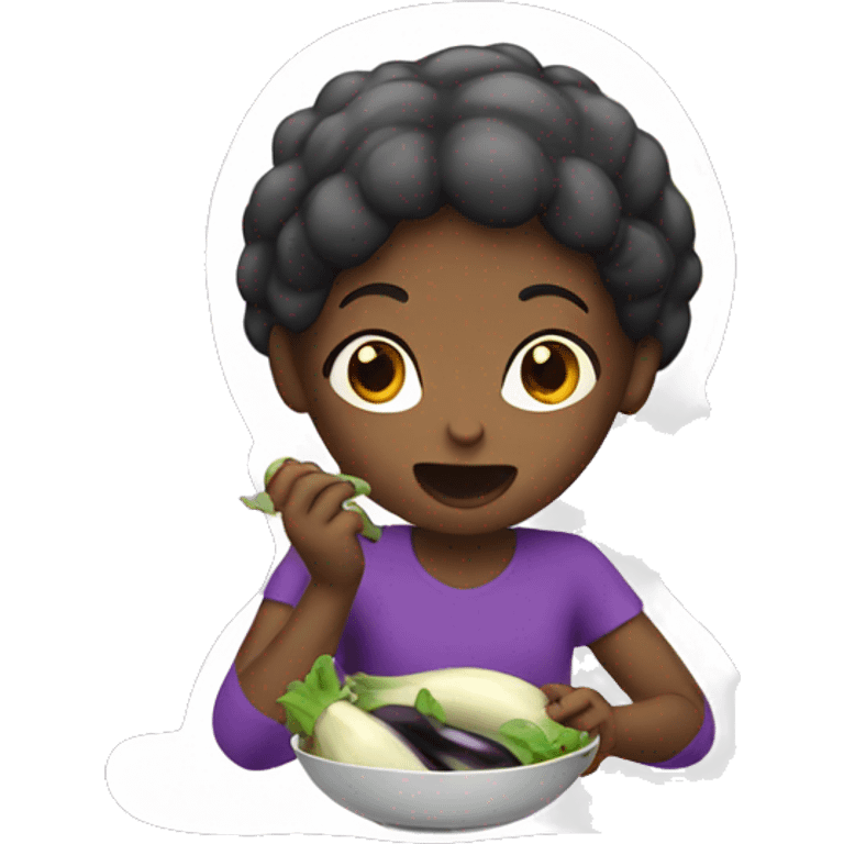 Girl eating eggplant emoji