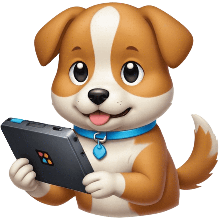 a dog with a netendo 3ds emoji