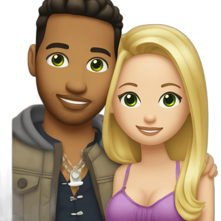 Romeo Santos with pregnant blond girl and green eyes pregnent emoji