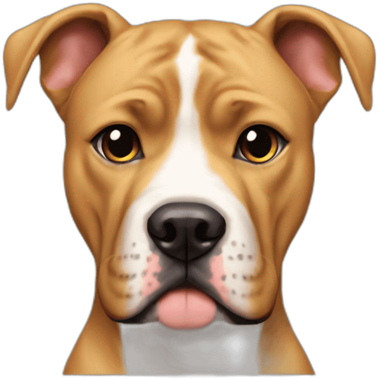 cute blond dog ears up pitbull boxer dark snout emoji