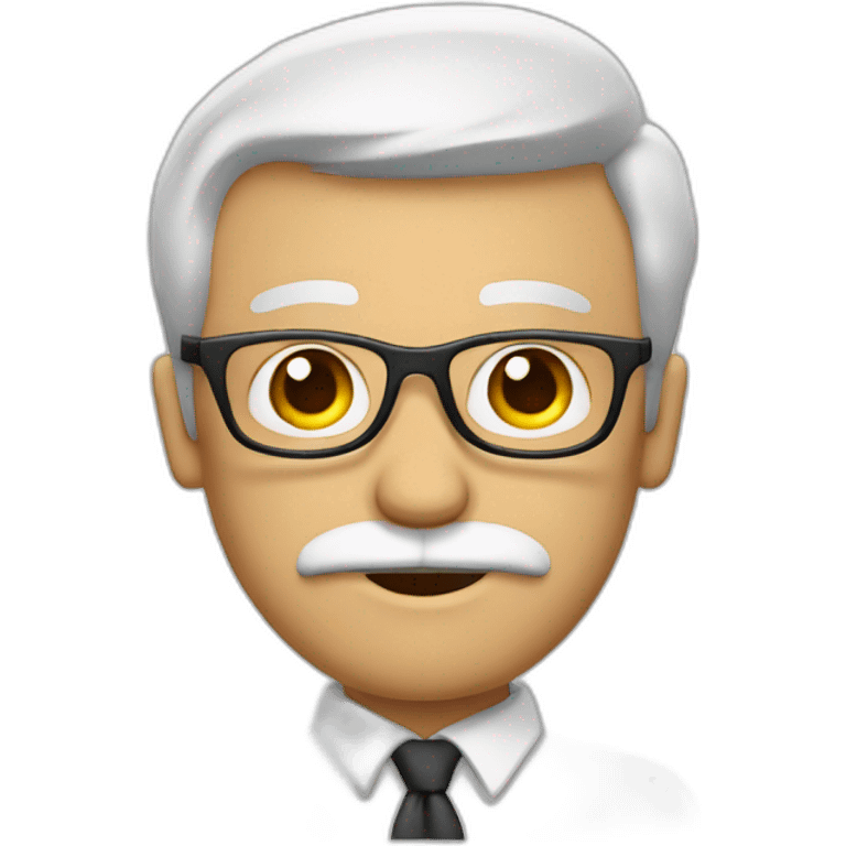 profesor, sin pelo, con barba y gafas emoji