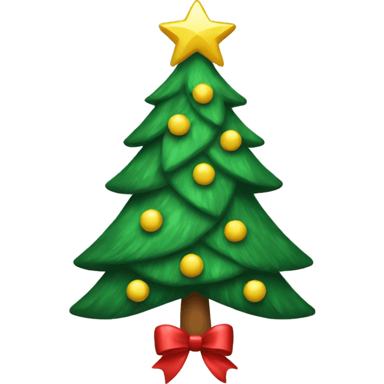 A Christmas tree with a bow tree topper emoji