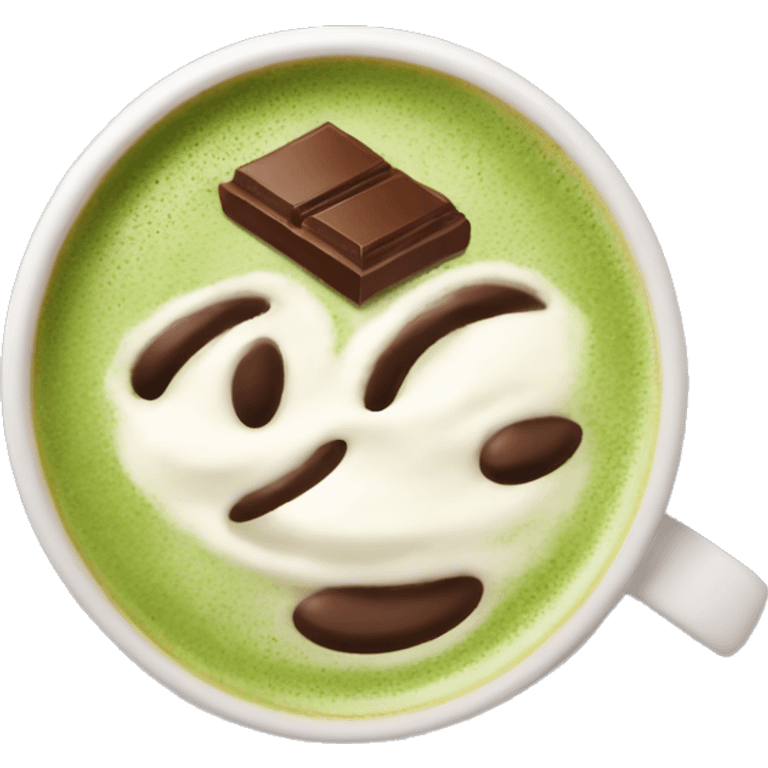 matcha latte with chocolate emoji