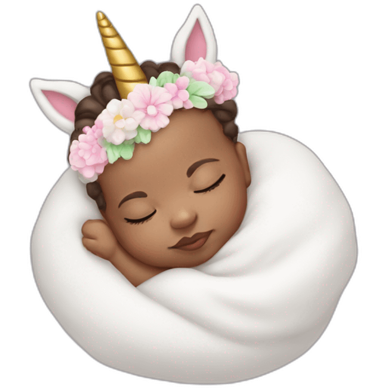 Sleeping Newborn with unicorn headband emoji