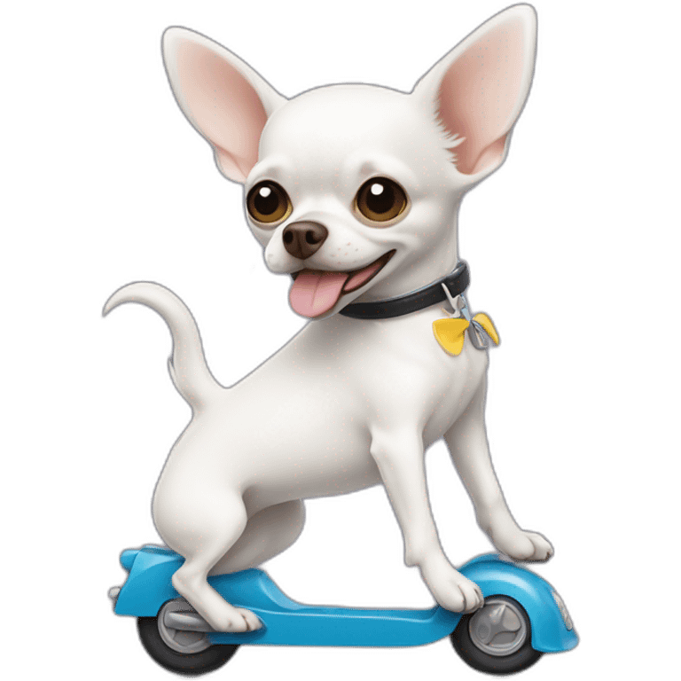 white chihuahua on scooter emoji