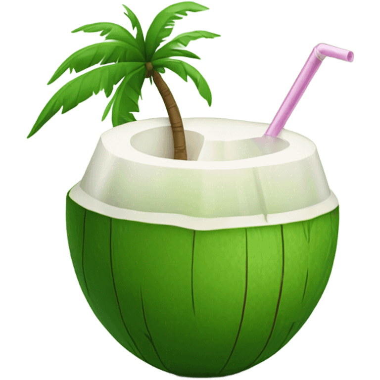   Whole green coconut drinkable with tube emoji