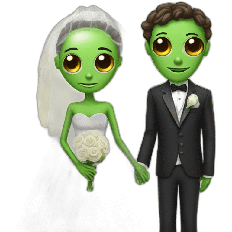 Alien bride and groom emoji