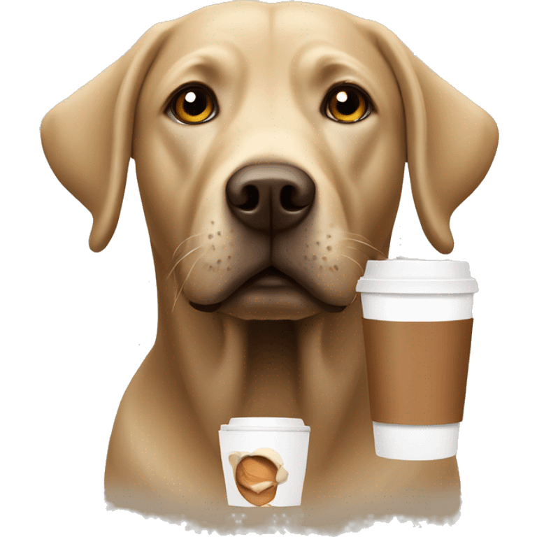 Labrador with coffee  emoji