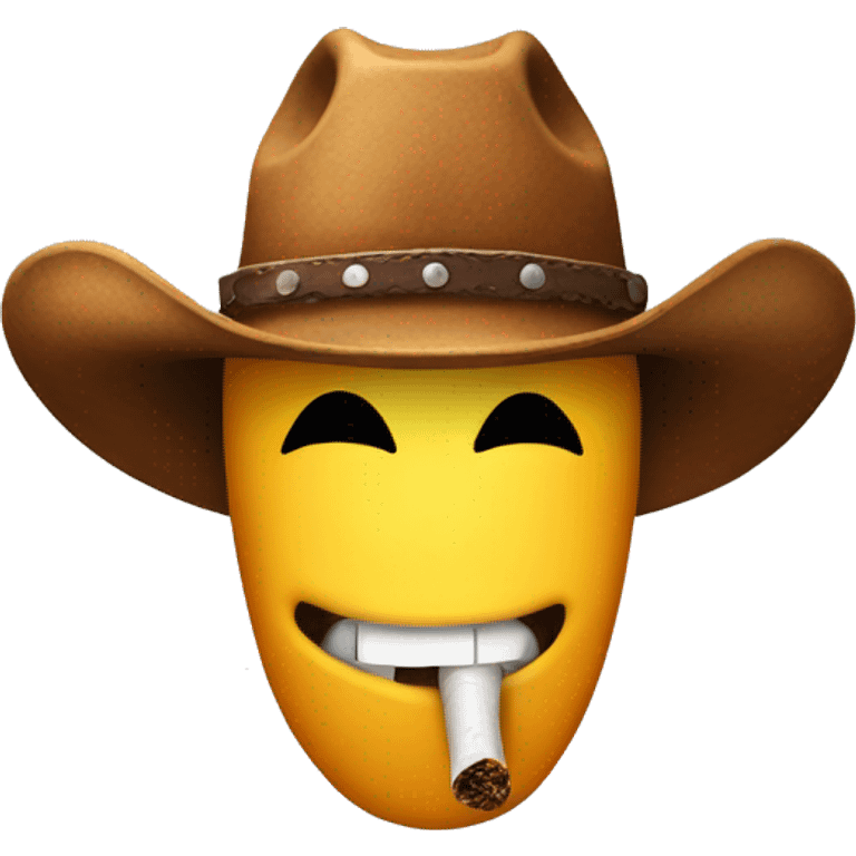 Cowboy hat emoji with tobacco in mouth emoji