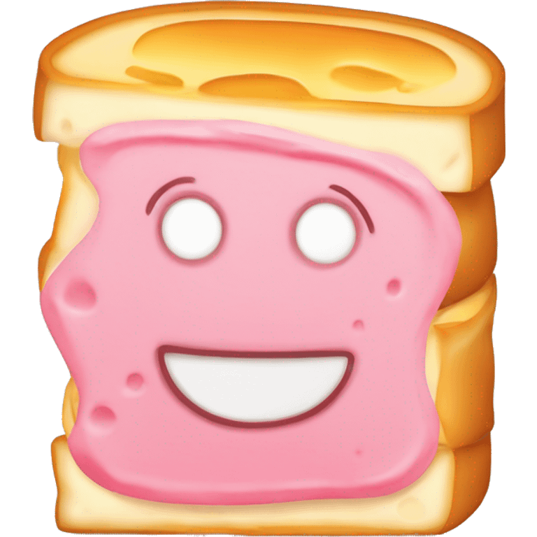 Grilled cheese sandwich with pink cheese ￼ emoji