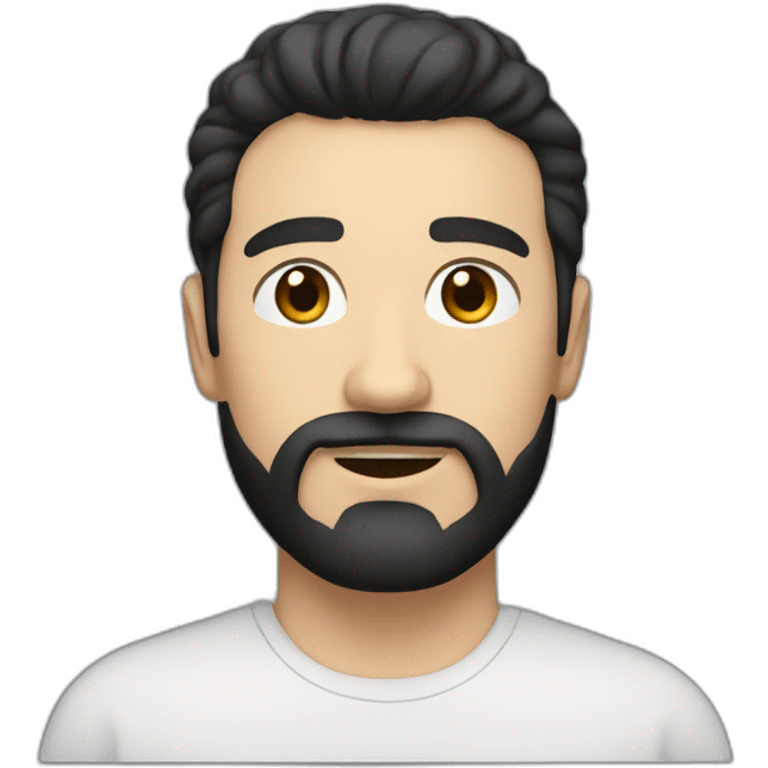 White guy with black mullet hair and brown eyes short goatee and mustache  emoji