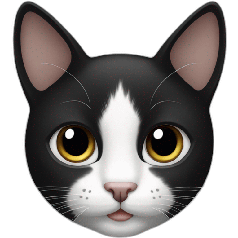 Black and white cat with white nose and black face emoji