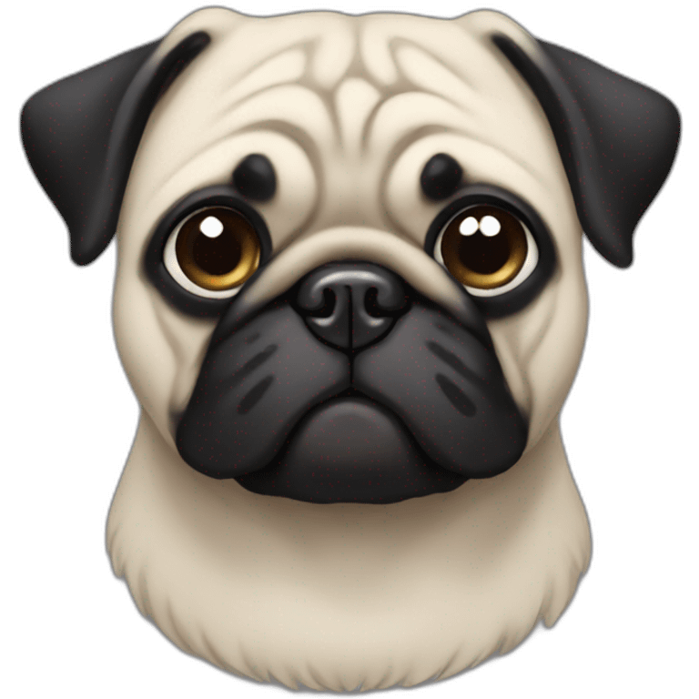 Black haired pug dog emoji