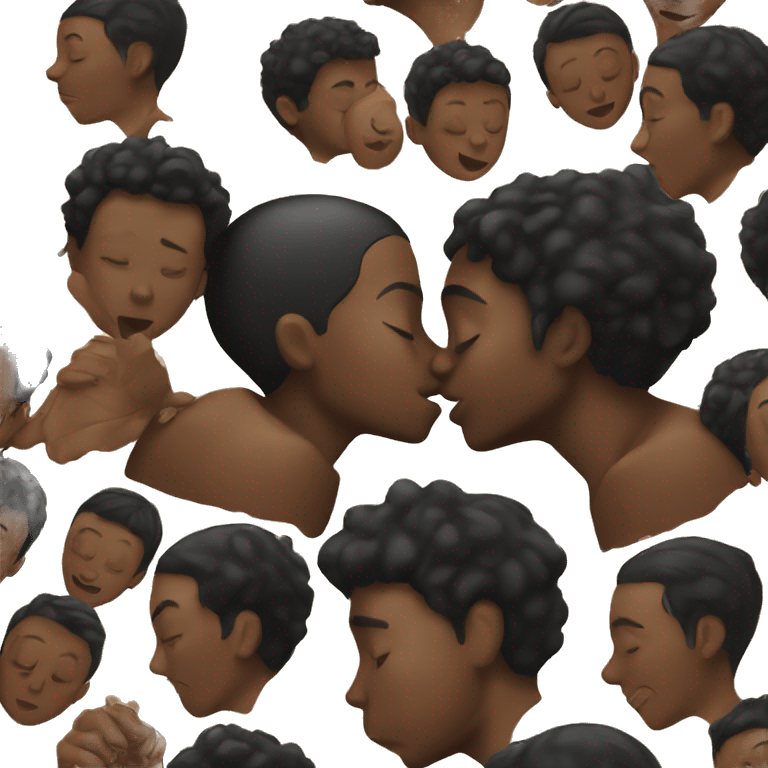 Black people kissing emoji