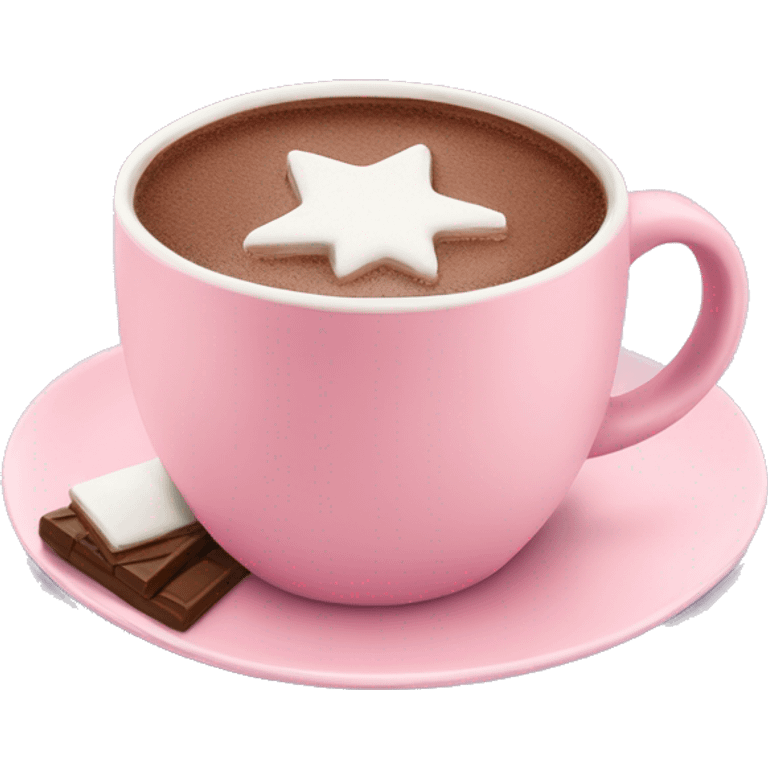 hot chocolate in a pastel pink mug on a plate emoji