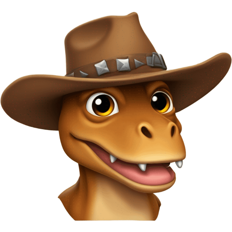 kikker met cowboyhoed die op een trex rijd emoji