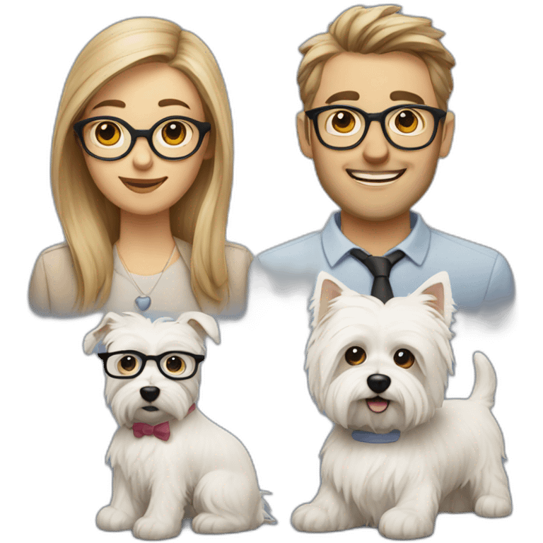 Man with glasses anda woman with a westie dog girl emoji