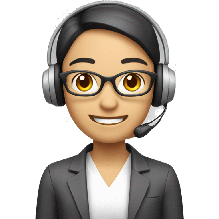 customer service agent with headset,mal asian, smiling, kind emoji