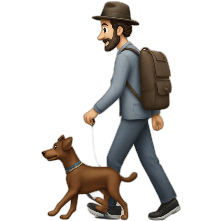 Jewish man walking dog emoji