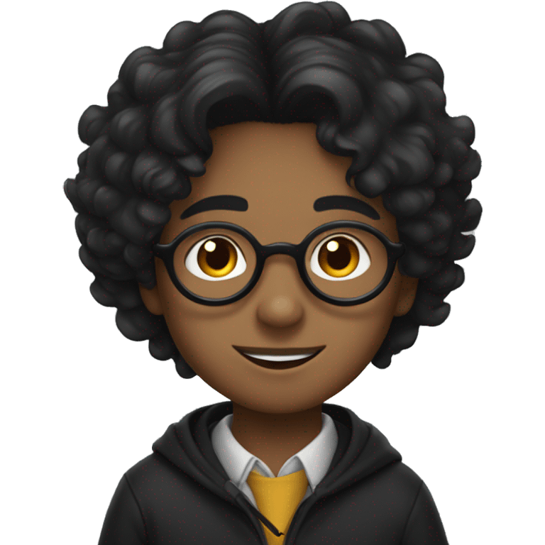 a young boy with harry potter glasses and black hair with a middle part flow emoji