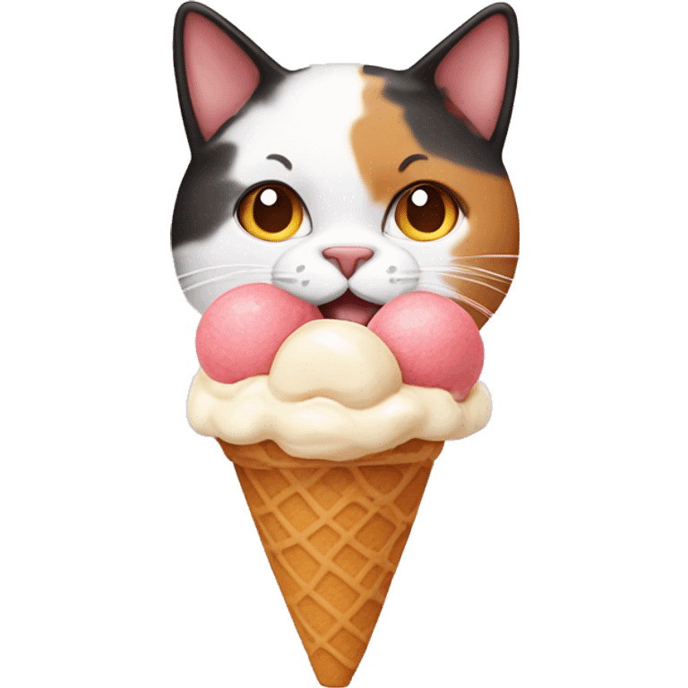 calico cat with icecream  emoji