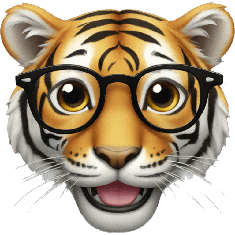 tiger smiling with black glasses emoji