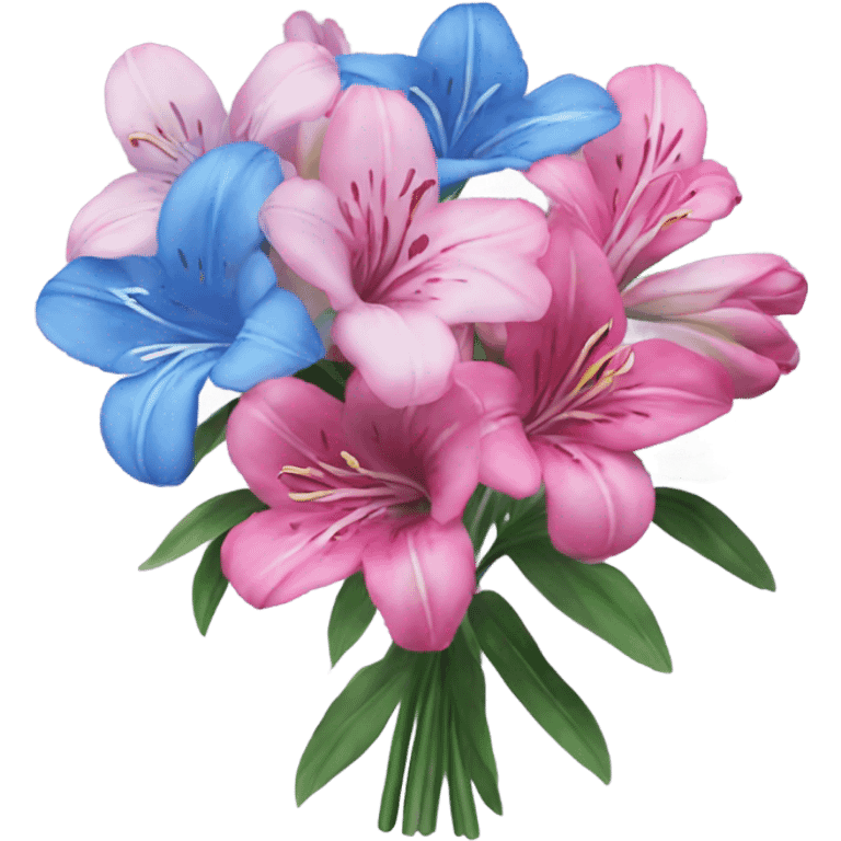 Blue pink alstroemeria bouquet emoji