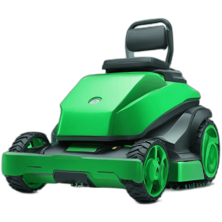 futuristic robot lawn mower in all green emoji