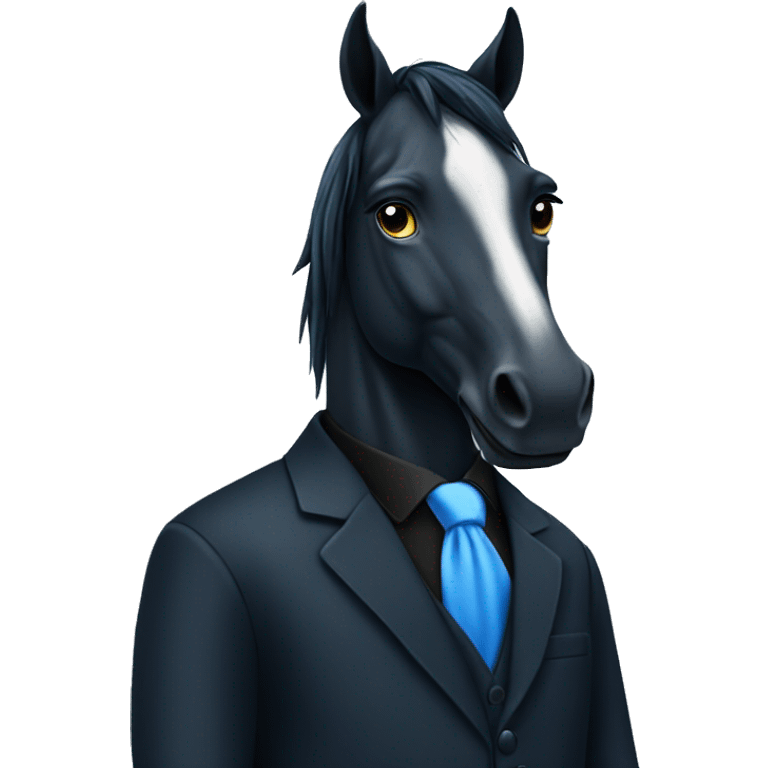 blue horse with black suit emoji