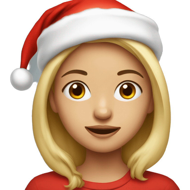 girl in santa hat portrait emoji