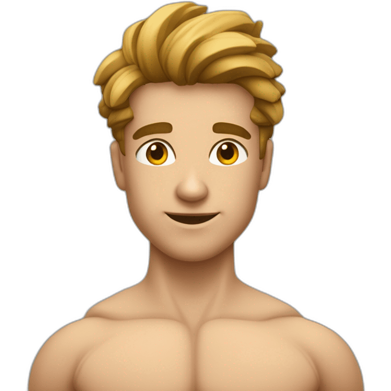 Jeune homme métisse et crépus avec un taper ,musclé qui prend la pose d'apollon et contracte ses muscles emoji