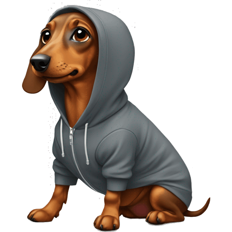 Dachshund wearing hoodie emoji