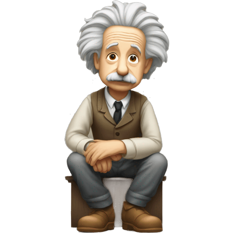 albert einstein sitting and in thinking position emoji