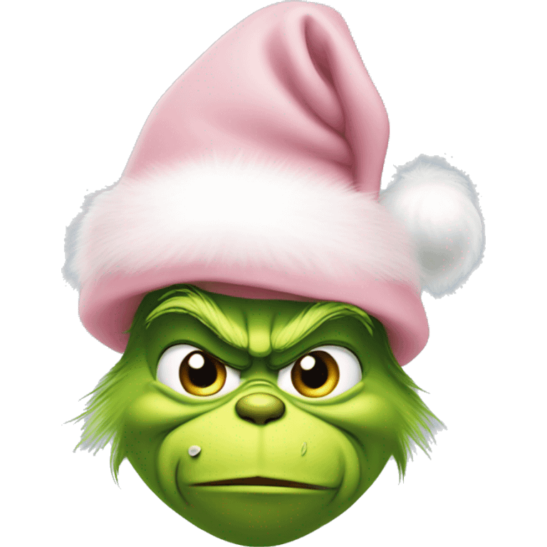 Grinch with a light pink santa hat emoji