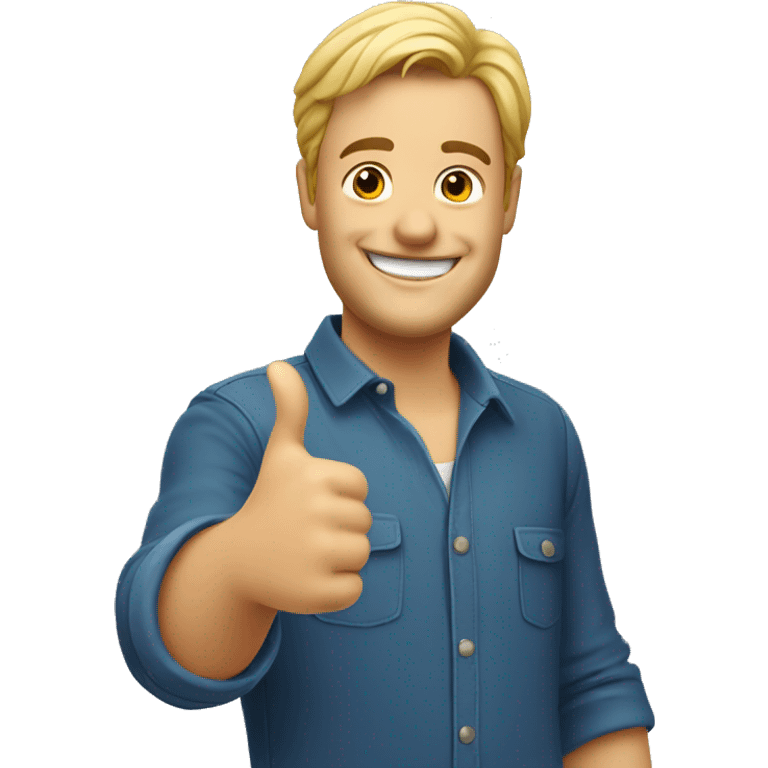 Smiling French man showing thumbs up  emoji